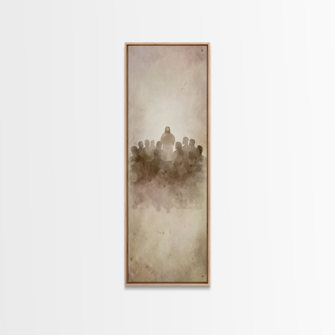 Divine Assembly, Framed Canvas Print, Tall Narrow Wall Art, Christian Wall Art, Christian Art Canvas, Jesus Painting, Christmas Art