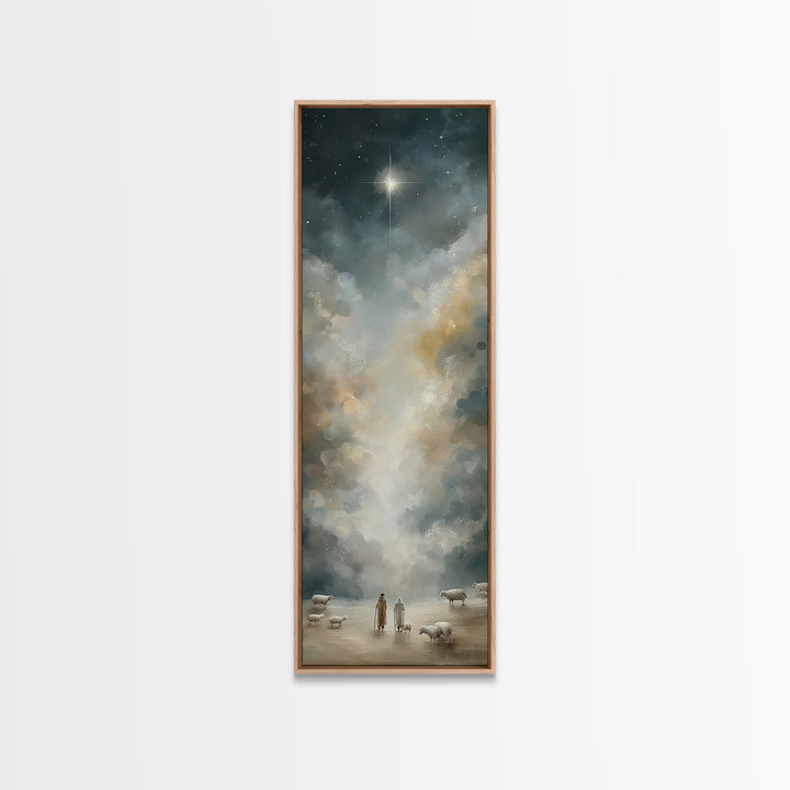 Night Of Wonder, Framed Canvas Print, Skinny Art, Christian Art Canvas, Christian Wall Art, Christmas Art