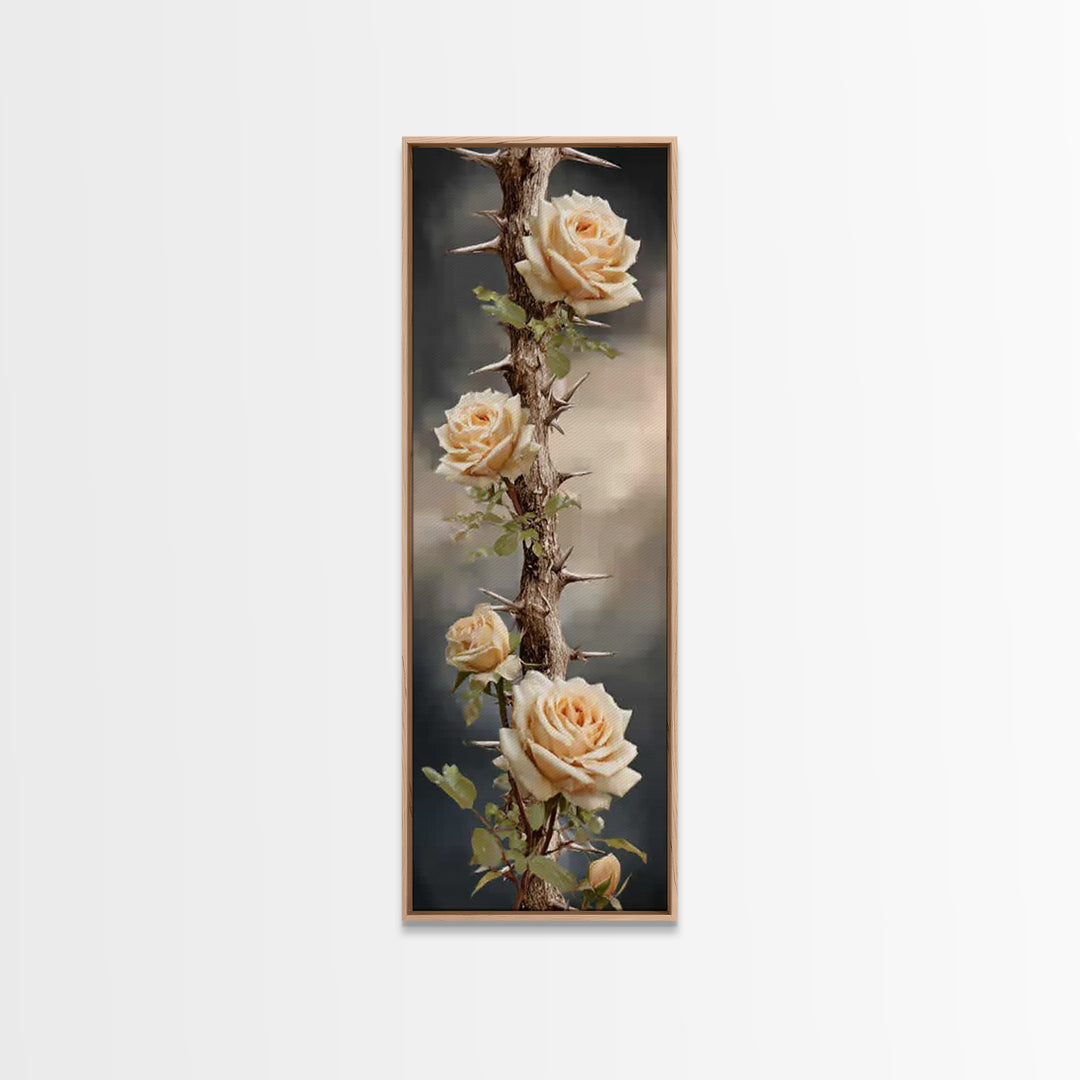 Roses Of Redemption - Framed Canvas Print - Christian Art Canvas - Christian Wall Art - Christian Christmas Art - Christian Gift - Tall Nar