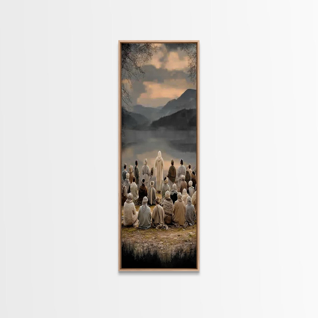 Valley Of Peace, Framed Canvas Print, Narrow Art, Christian Art Canvas, Jesus Painting, Christian Wall Art, Christmas Art