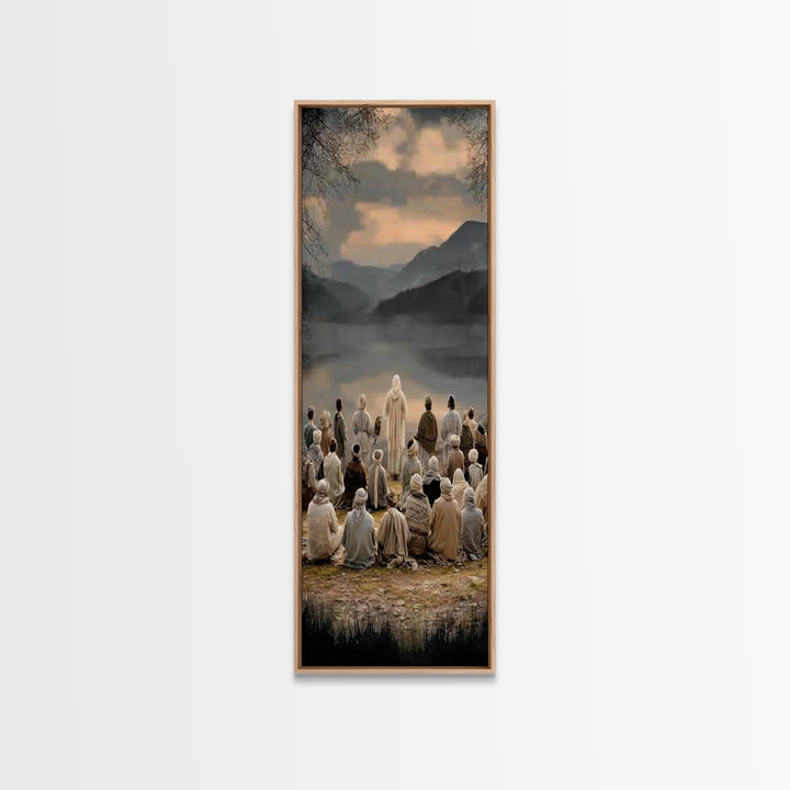 Valley Of Peace, Framed Canvas Print, Narrow Art, Christian Art Canvas, Jesus Painting, Christian Wall Art, Christmas Art