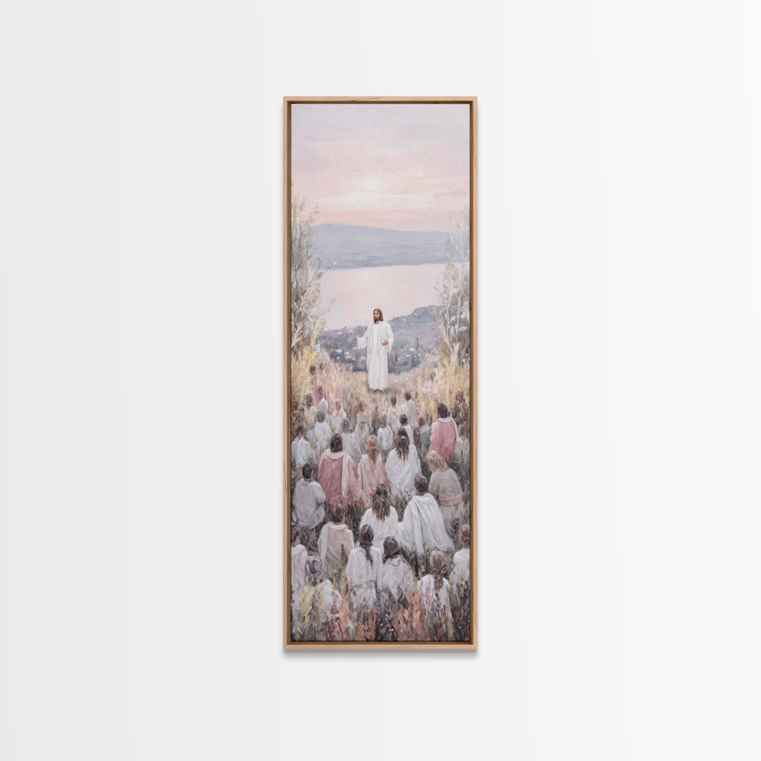 Field Of Light, Framed Canvas Print, Tall Narrow Wall Art, Christian Art Canvas, Christian Wall Art, Jesus Painting, Christmas Art