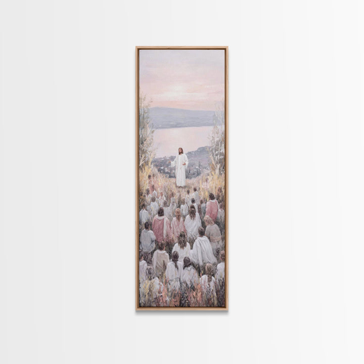 Field Of Light, Framed Canvas Print, Tall Narrow Wall Art, Christian Art Canvas, Christian Wall Art, Jesus Painting, Christmas Art