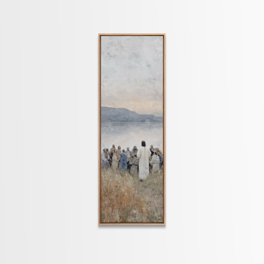 Mountain Calm – Framed Canvas Print – Skinny Art – Christian Wall Art – Christmas Art – Jesus Painting – Christian Art Print