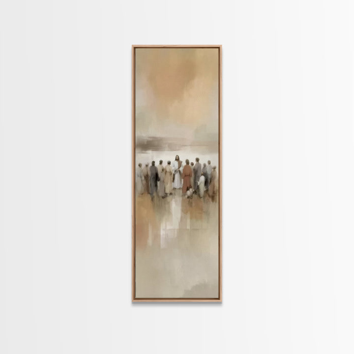 Sacred Gathering | Framed Canvas Print | Tall Narrow Wall Art | Christian Art Canvas | Christmas Art | Christian Painting | Jesus Painting