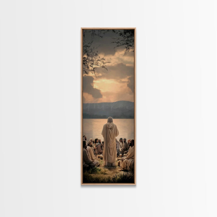 Autumn Serenity, Framed Canvas Print, Skinny Art, Jesus Painting, Christian Art Canvas, Christian Wall Art, Christmas Art