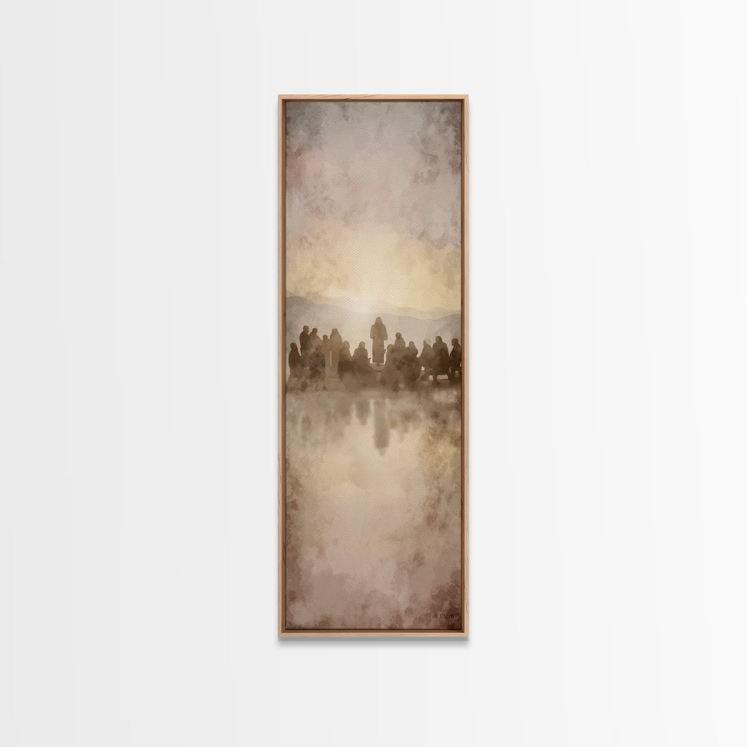 Sermon At Dawn – Framed Canvas Print – Christian Art Canvas – Christian Christmas Art – Jesus Painting – Tall Skinny Art Print – Christian