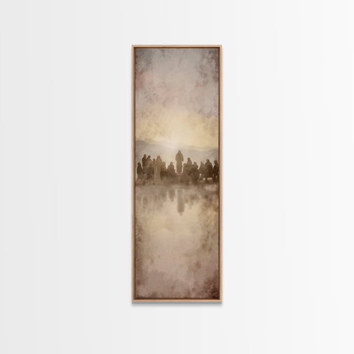 Sermon At Dawn – Framed Canvas Print – Christian Art Canvas – Christian Christmas Art – Jesus Painting – Tall Skinny Art Print – Christian