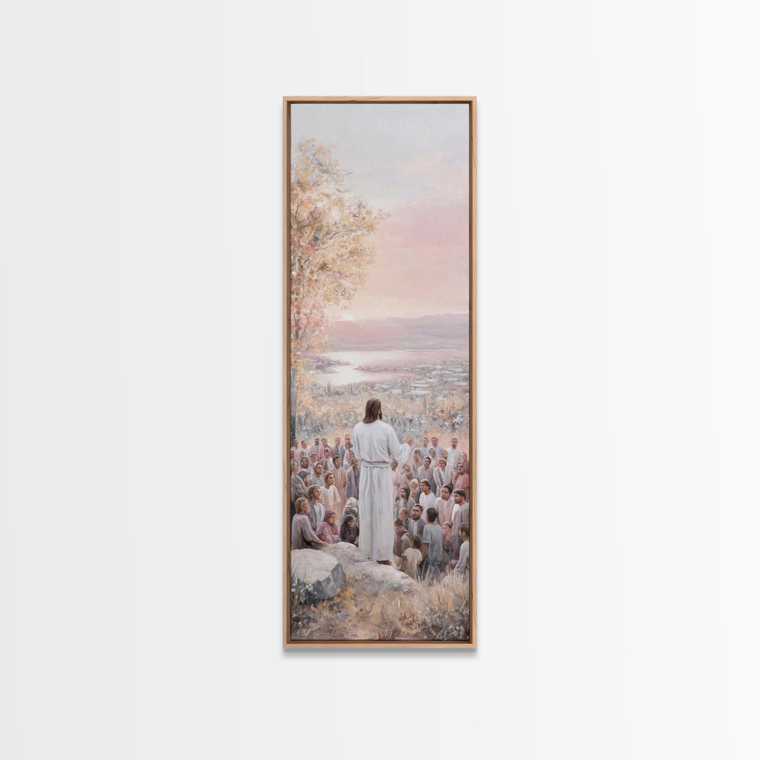 Hillside Of Mercy – Framed Canvas Print – Christian Art Canvas – Christian Wall Art – Narrow Art – Jesus Painting – Christian Christmas Art