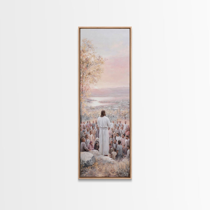 Hillside Of Mercy – Framed Canvas Print – Christian Art Canvas – Christian Wall Art – Narrow Art – Jesus Painting – Christian Christmas Art