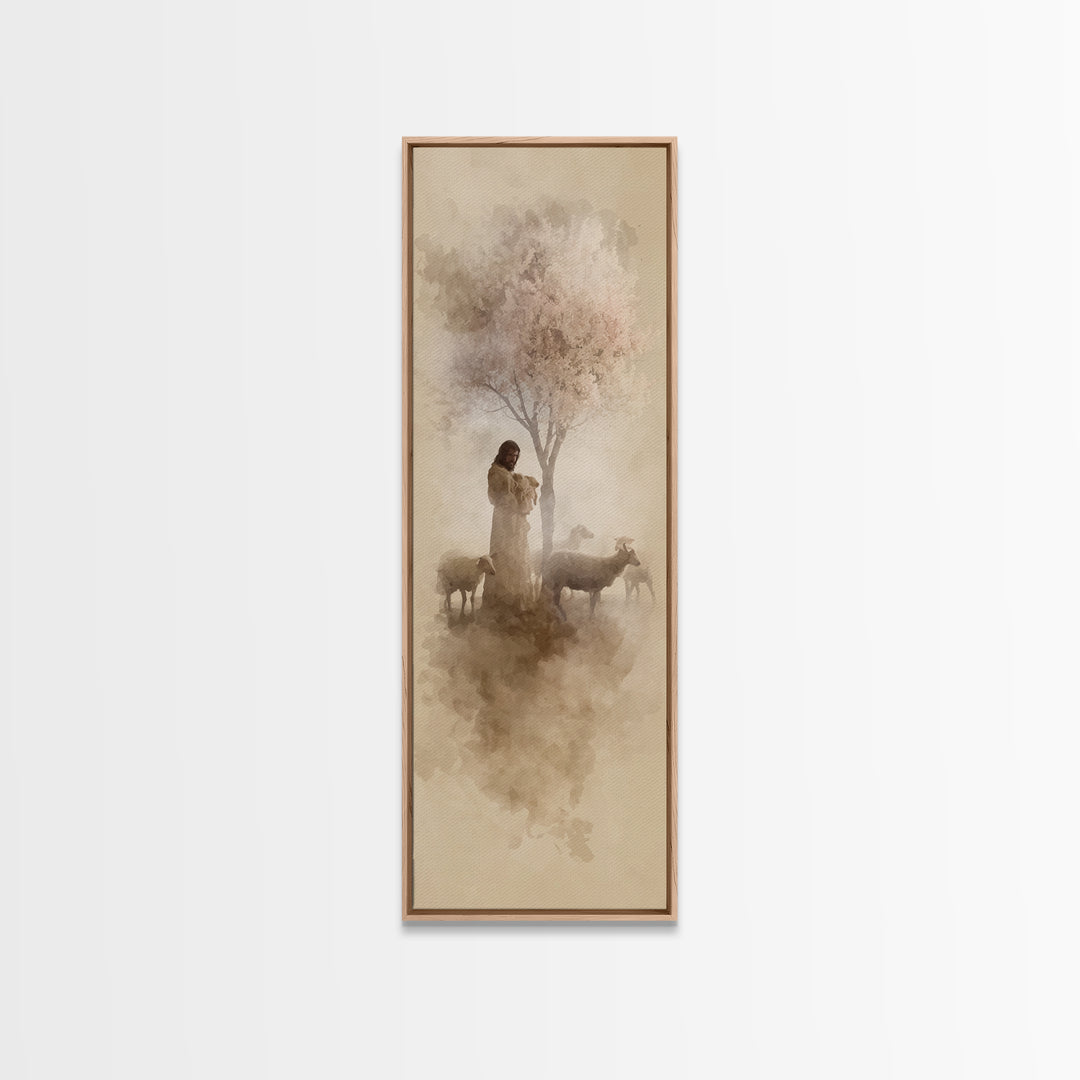 Shepherd Of Dawn – Framed Canvas Print – Christian Wall Art – Jesus Painting – Christian Christmas Art – Christian Art Canvas – Skinny Art