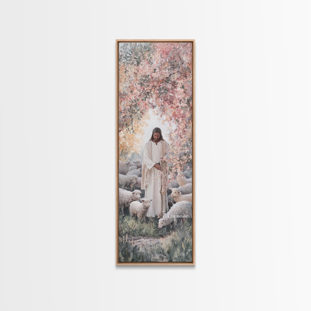 Blossoms Of Grace - Framed Canvas Print - Christian Wall Art - Jesus Painting - Tall Narrow Wall Art - Christian Art Canvas