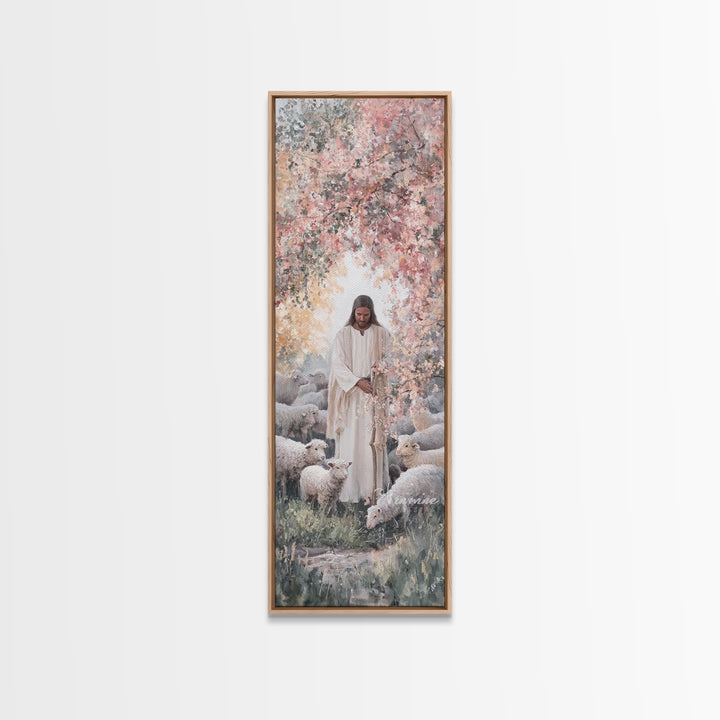 Blossoms Of Grace - Framed Canvas Print - Christian Wall Art - Jesus Painting - Tall Narrow Wall Art - Christian Art Canvas