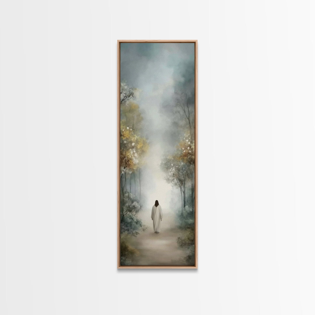Soft Vale Steps - Framed Canvas Print - Christian Wall Art - Jesus Painting - Tall Skinny Art Print - Christian Art Canvas