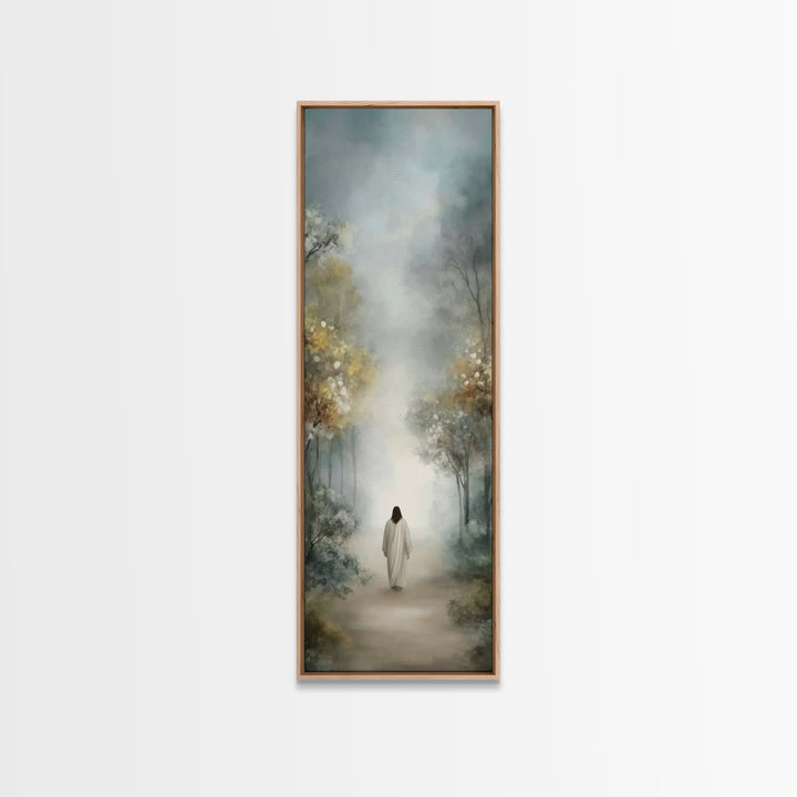 Soft Vale Steps - Framed Canvas Print - Christian Wall Art - Jesus Painting - Tall Skinny Art Print - Christian Art Canvas