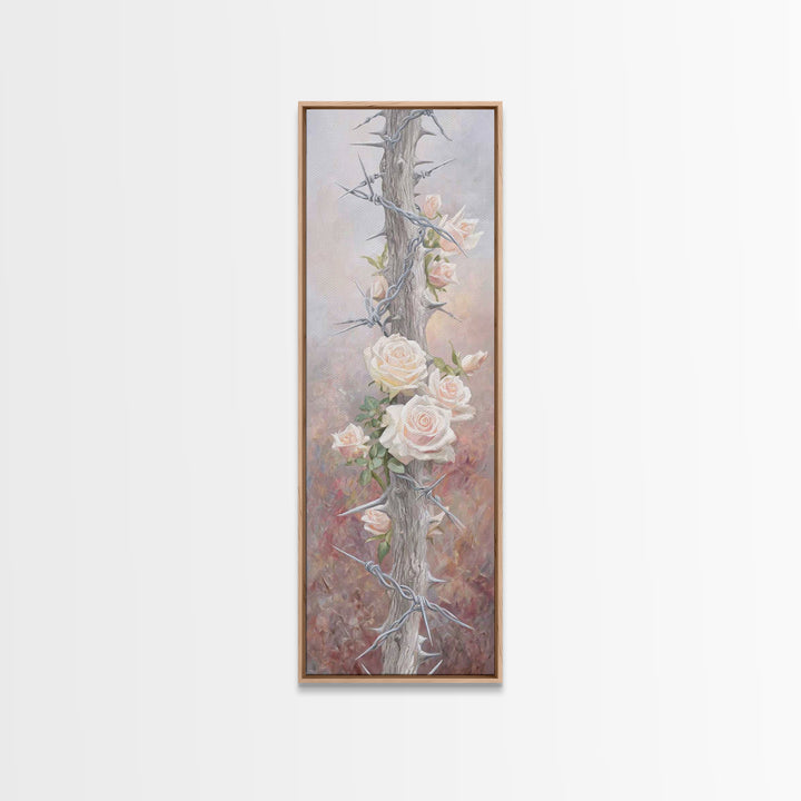 Roses Of Hope, Framed Canvas Print, Narrow Art, Christian Art, Christian Wall Art, Christian Art Canvas, Vintage Christian Art, Christian G