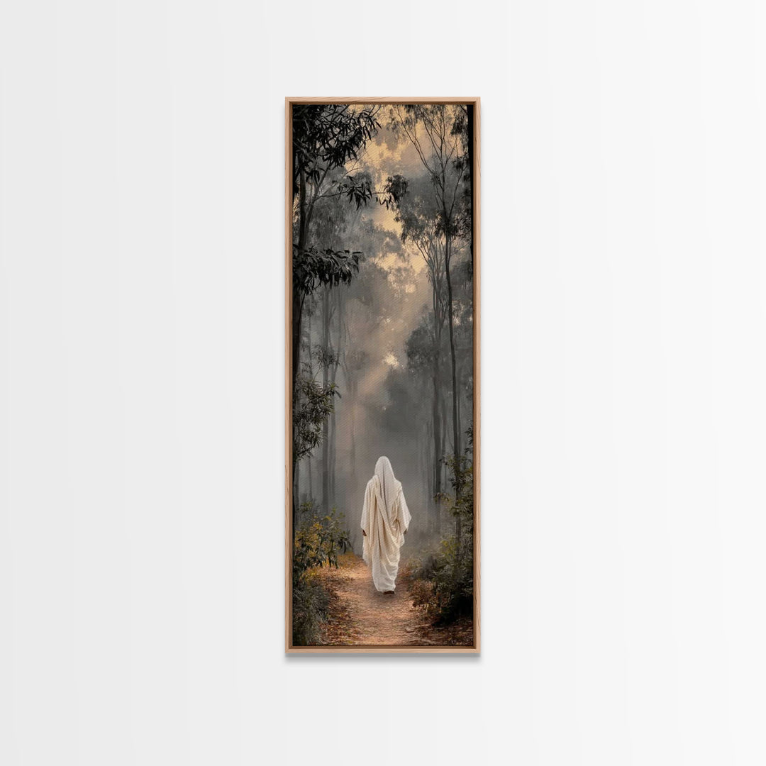 Forest Morning Grace - Framed Canvas Print - Christian Wall Art - Jesus Painting - Tall Narrow Wall Art - Christian Art Canvas