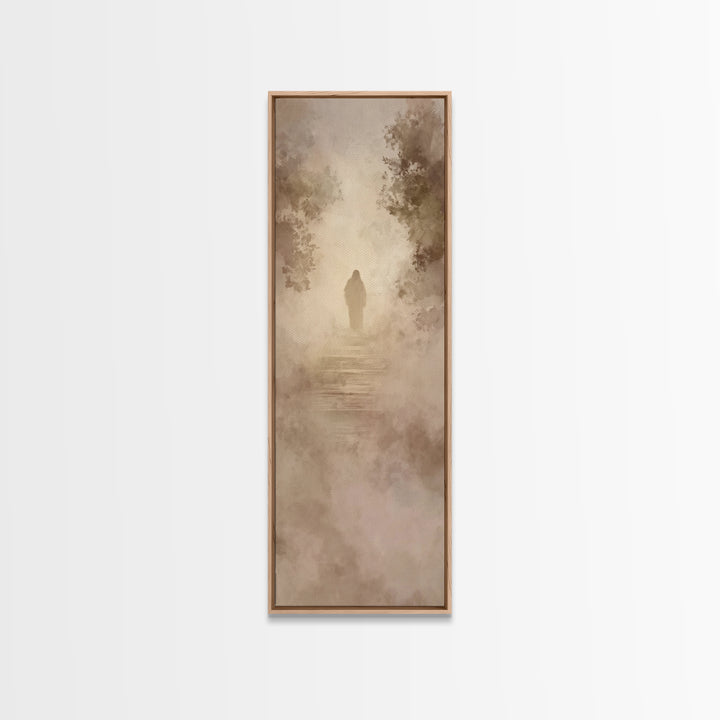 Heavenly Haze Journey - Framed Canvas Print - Christian Art Canvas - Jesus Painting - Narrow Art - Christian Wall Art