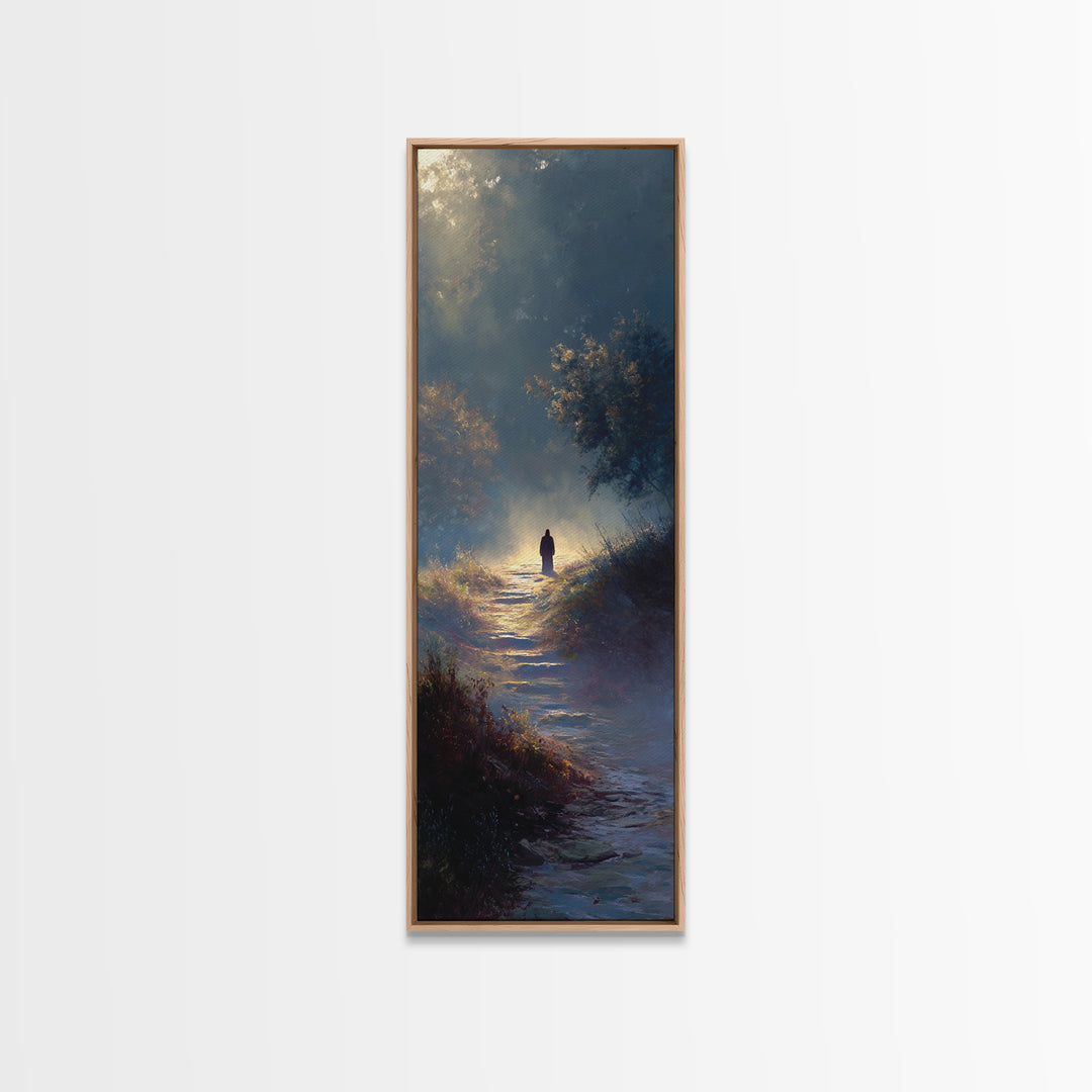 Radiant Hills Journey - Framed Canvas Print - Christian Art Canvas - Jesus Painting - Narrow Art - Christian Wall Art