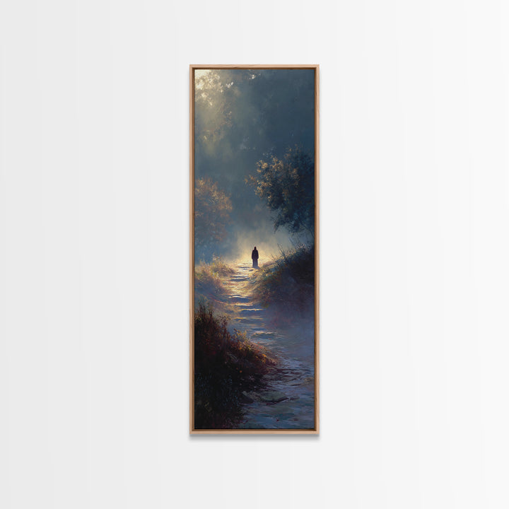 Radiant Hills Journey - Framed Canvas Print - Christian Art Canvas - Jesus Painting - Narrow Art - Christian Wall Art