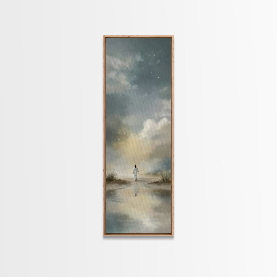 Starry Night Promise – Framed Canvas Print – Skinny Art – Christian Art Canvas – Jesus Painting – Christian Wall Art – Christian Christmas