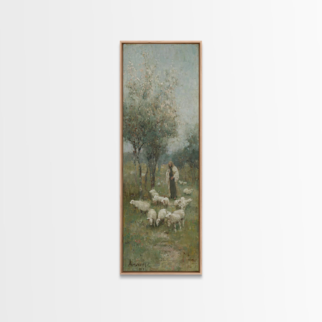 Garden Of Grace – Framed Canvas Print – Christian Art Canvas – Narrow Art – Jesus Painting – Christian Wall Art – Christmas Art