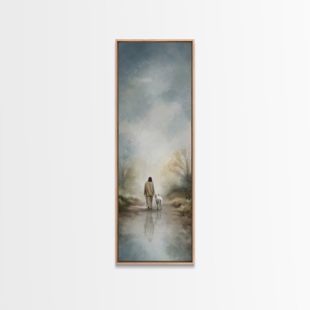 Silent Meadow Light | Framed Canvas Print | Christian Wall Art | Jesus Painting | Tall Narrow Wall Art | Christian Art Canvas | Christmas A
