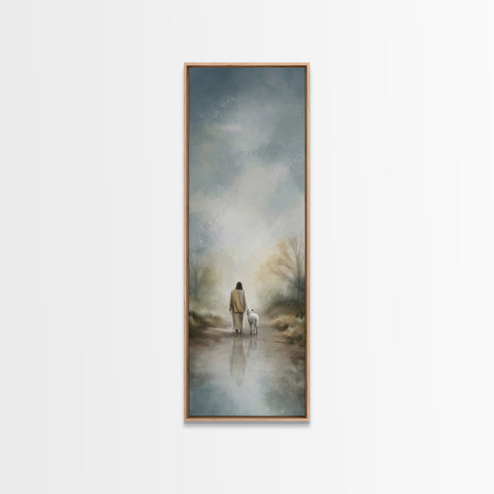 Silent Meadow Light | Framed Canvas Print | Christian Wall Art | Jesus Painting | Tall Narrow Wall Art | Christian Art Canvas | Christmas A
