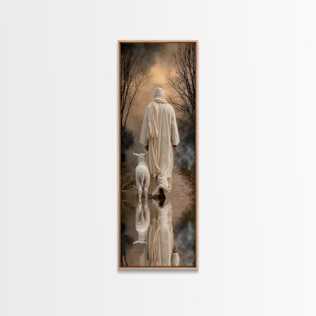 Lamb Of Stillness – Framed Canvas Print – Christian Art Canvas – Tall Narrow Wall Art – Jesus Painting – Christian Wall Art – Christmas Art