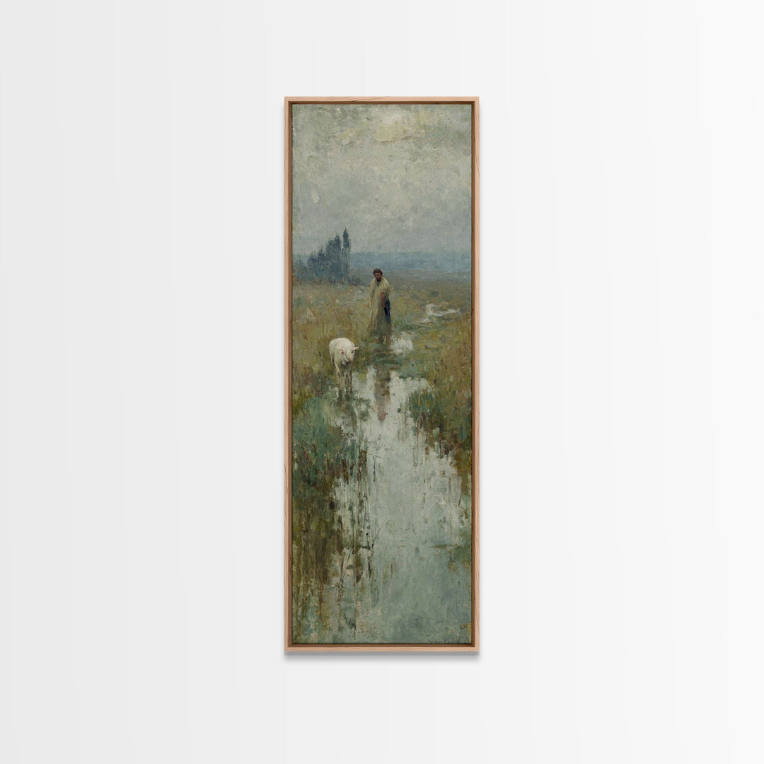 Dawn Of Compassion, Framed Canvas Print, Christian Wall Art, Narrow Art, Jesus Painting, Christian Art Canvas, Christmas Art