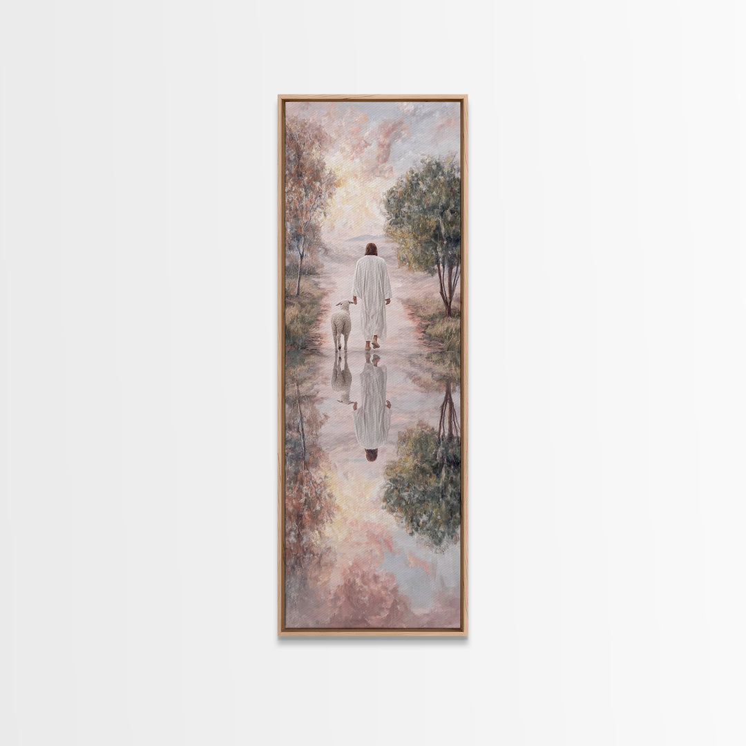 Meadow Of Peace – Framed Canvas Print – Christian Wall Art – Jesus Painting – Christian Art Canvas – Tall Narrow Wall Art – Christmas Art