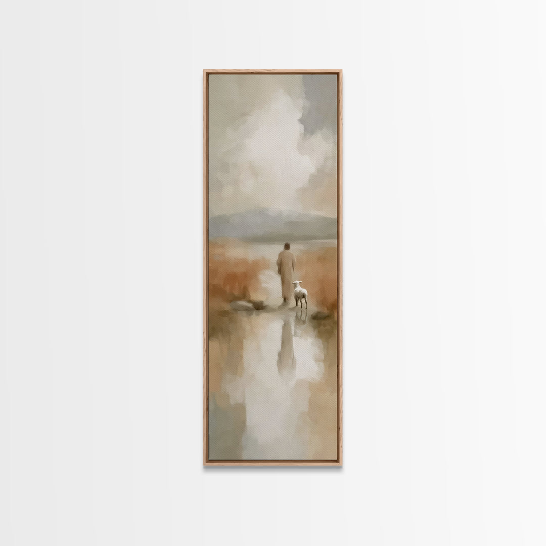 Quiet Dawn Grace – Framed Canvas Print – Christian Wall Art – Christian Art Print – Narrow Art – Modern Christian Art – Christmas Art