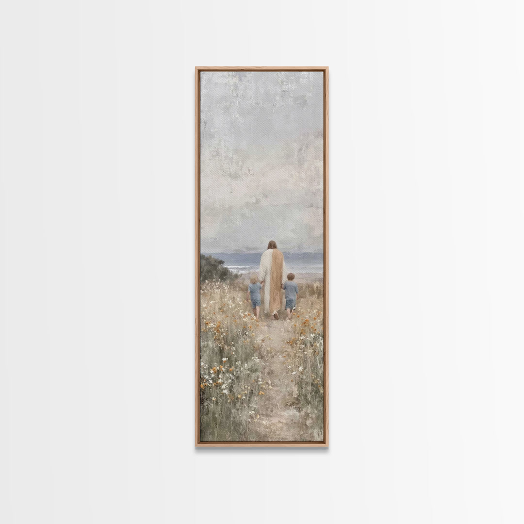 Shoreline Of Hope – Framed Canvas Print – Christian Art Canvas – Jesus Painting – Skinny Art – Christian Decorations – Christian Christmas