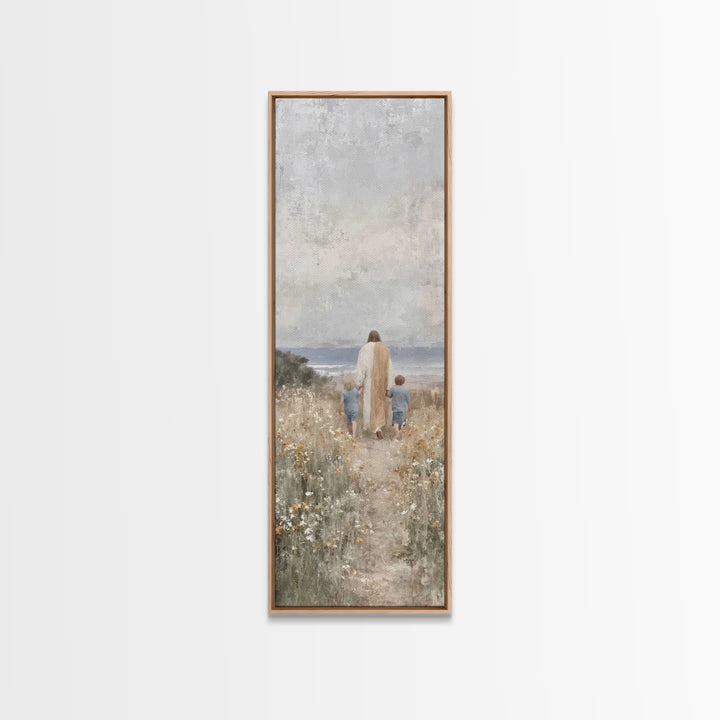 Shoreline Of Hope – Framed Canvas Print – Christian Art Canvas – Jesus Painting – Skinny Art – Christian Decorations – Christian Christmas