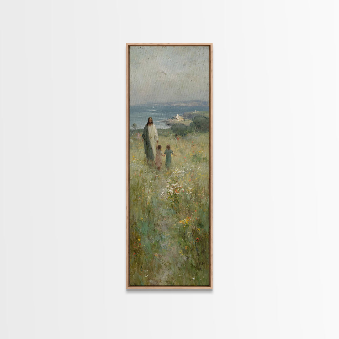 Fields Of Mercy | Framed Canvas Print | Christian Art Canvas | Tall Narrow Wall Art | Jesus Painting | Modern Christian Art | Christian Gif