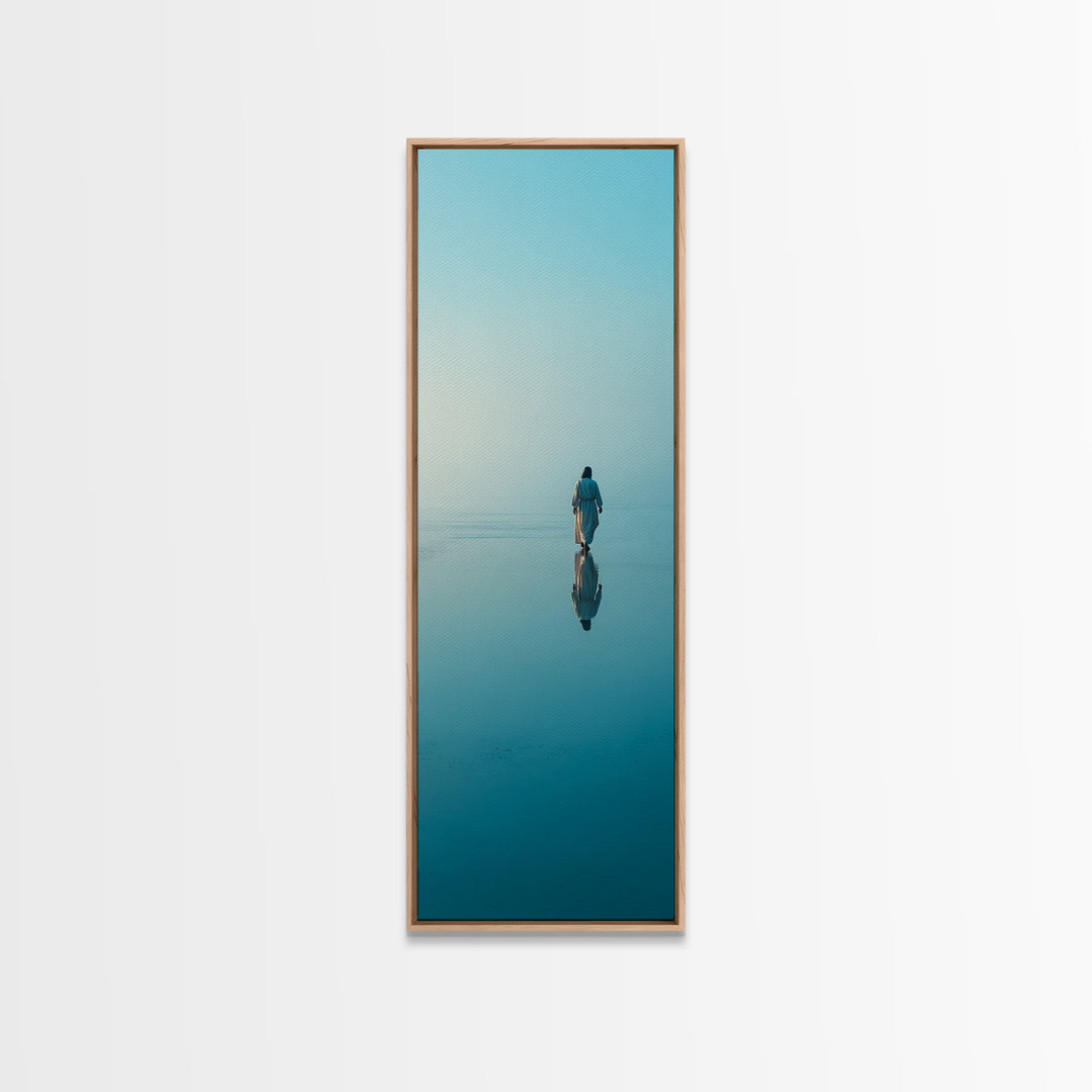 Calm Eternal Light – Framed Canvas Print – Christian Art Work – Tall Skinny Art Print – Jesus Painting Canvas – Christian Christmas Art – M