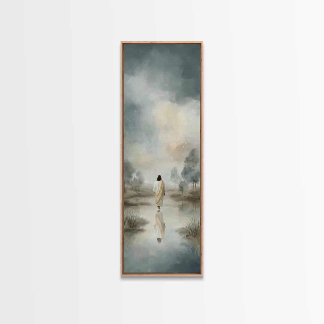 Desert Dawn Peace | Framed Canvas Print | Christian Art Gift | Tall Skinny Art Print | Jesus Wall Art | Christian Art Painting | Christmas