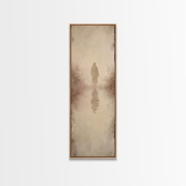 Radiant Peace Walk, Framed Canvas Print, Christian Wall Art, Tall Skinny Art Print, Jesus Painting, Christian Art Painting, Christmas Canva
