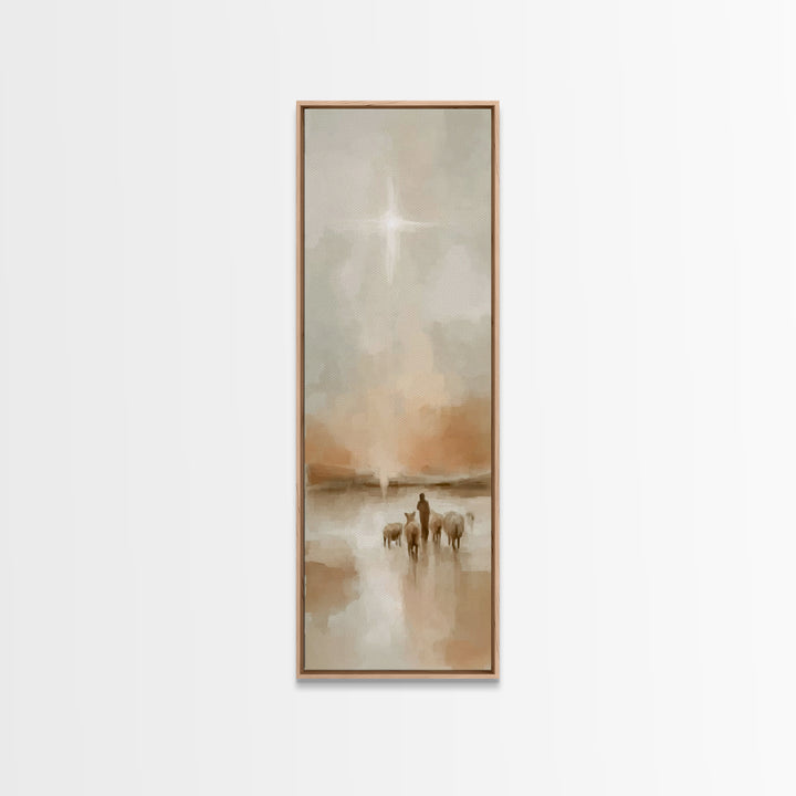 Silent Star Journey – Framed Canvas Print – Tall Narrow Wall Art – Christian Art Canvas – Christmas Art – Christian Wall Art