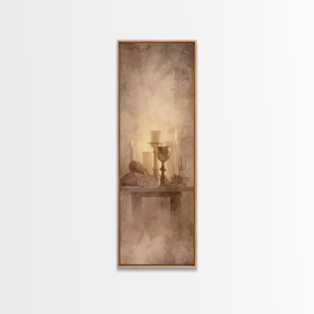 Candlelit Blessing, Framed Canvas Print, Tall Narrow Wall Art, Christian Art Canvas, Christian Wall Art, Subtle Christian Art, Christmas Ar
