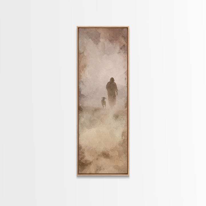 Autumn Shepherd Calm, Framed Canvas Print, Skinny Art, Christian Art Canvas, Jesus Painting, Christian Wall Art, Christmas Art