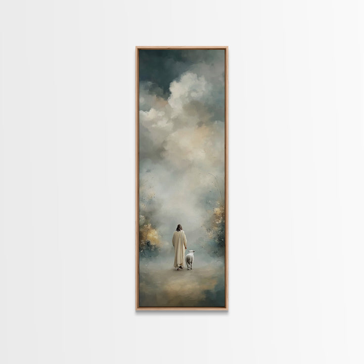 Fields Of Peace, Framed Canvas Print, Tall Narrow Wall Art, Christian Art, Jesus Painting, Christian Art Canvas, Christmas Art