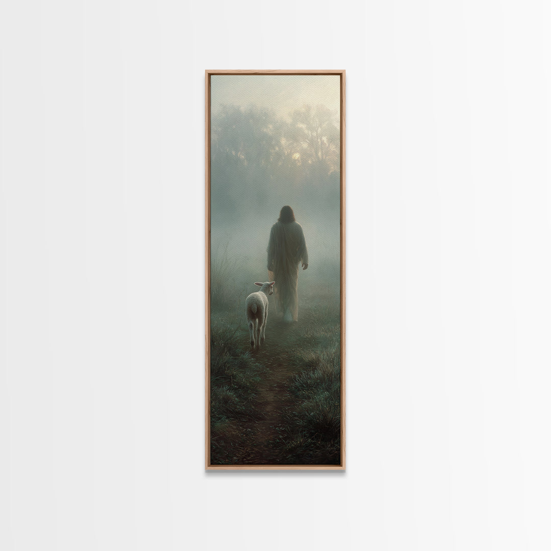 Gentle Way Home – Framed Canvas Print – Narrow Art – Christian Wall Art – Jesus Painting – Christian Art Canvas – Christmas Art