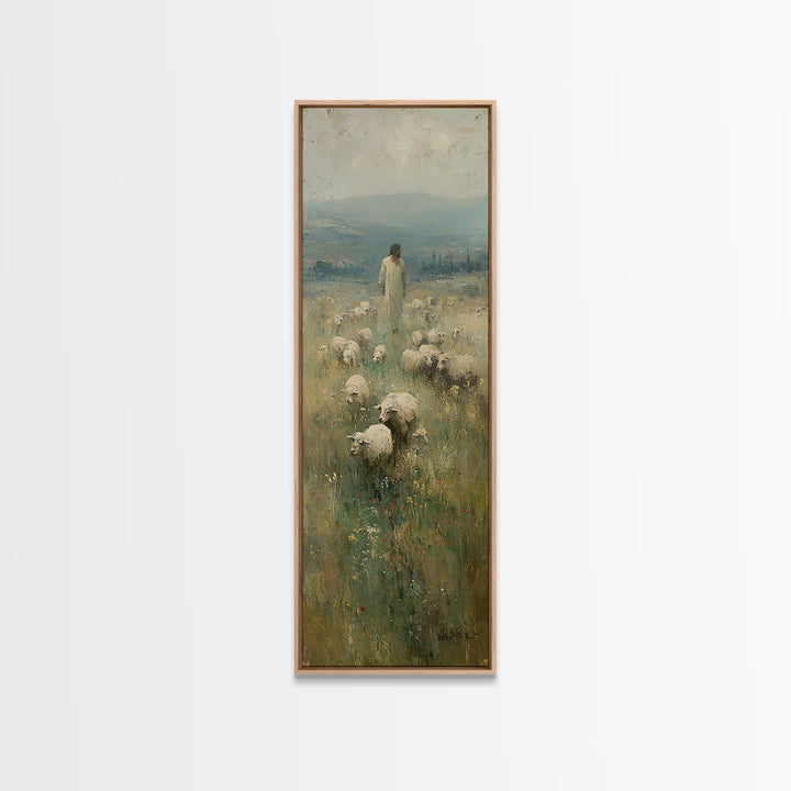 Golden Meadow Grace – Framed Canvas Print – Skinny Art – Christian Art Canvas – Jesus Painting – Christian Wall Art – Christmas Art