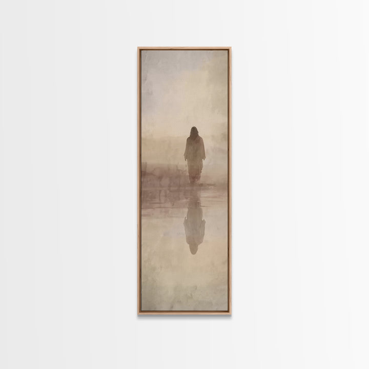 Pastures Of Renewal, Framed Canvas Print, Tall Narrow Wall Art, Christian Art Canvas, Christian Wall Art, Jesus Painting, Christmas Art