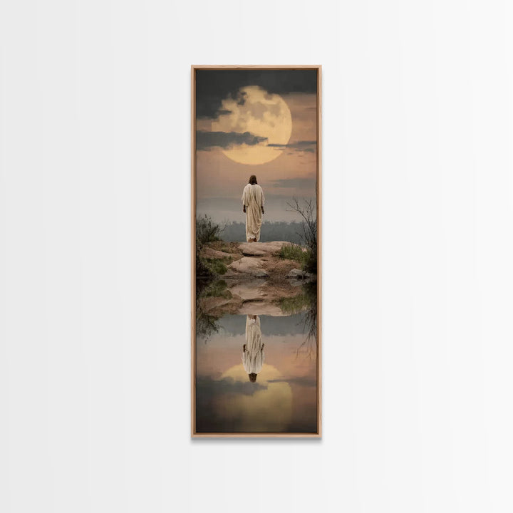 Reflections Of Hope | Framed Canvas Print | Narrow Art | Christian Wall Art | Christian Art Canvas | Christmas Art | Jesus Painting