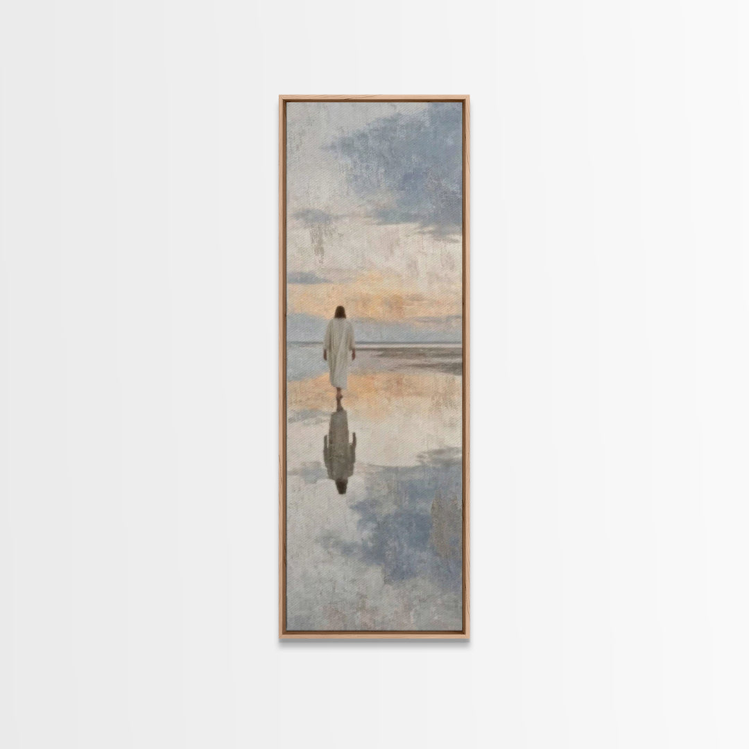 The Still Path – Framed Canvas Print – Tall Narrow Wall Art – Christian Wall Art – Jesus Painting – Christian Art Canvas – Christmas Art