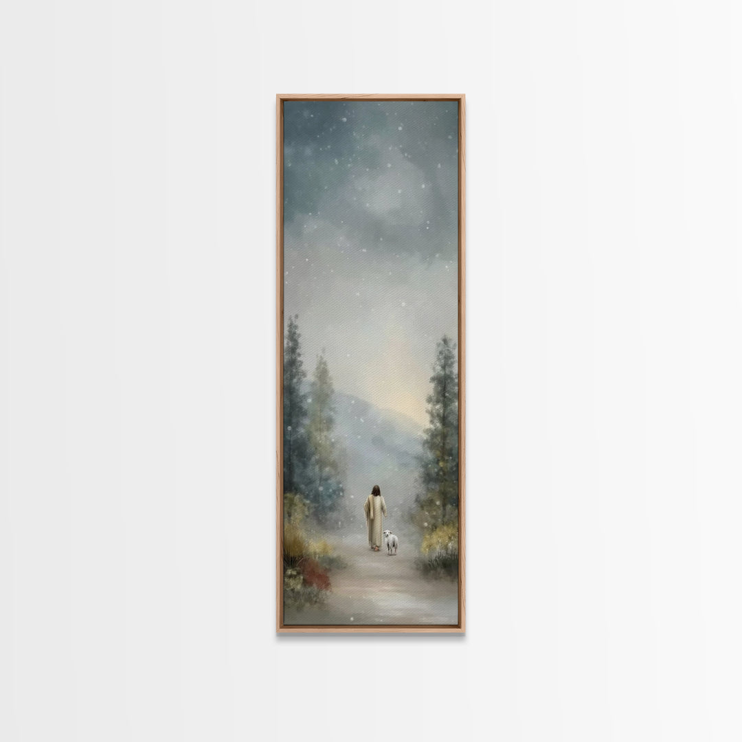 Gentle Shepherd – Framed Canvas Print – Narrow Art – Christian Art Canvas – Jesus Painting – Christian Wall Art – Christmas Art
