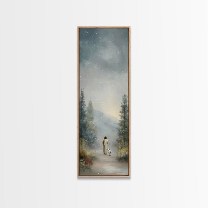 Gentle Shepherd – Framed Canvas Print – Narrow Art – Christian Art Canvas – Jesus Painting – Christian Wall Art – Christmas Art