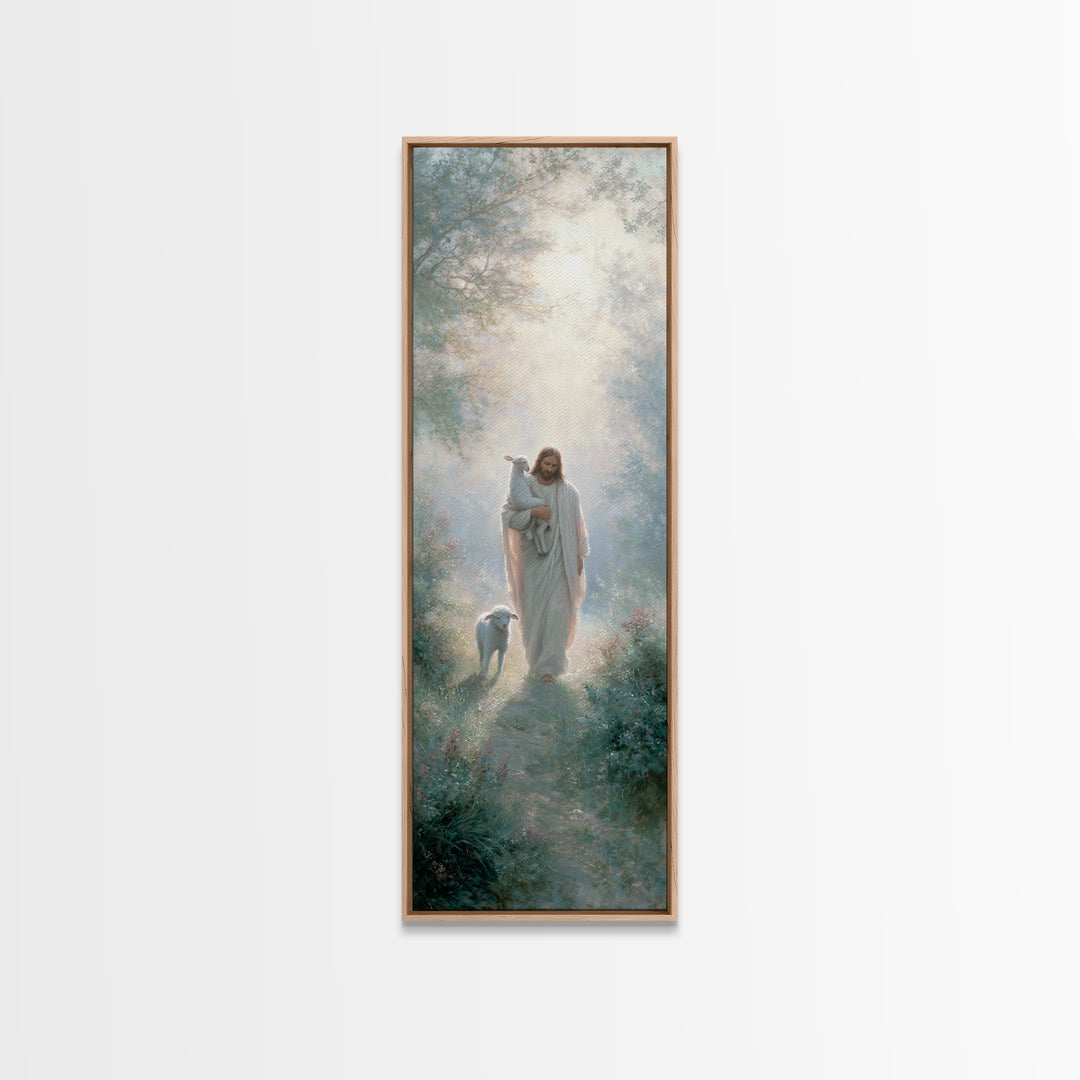Path Of His Peace | Framed Canvas Print | Tall Narrow Wall Art | Christian Wall Art | Jesus Painting | Christian Art Canvas | Christian Gif